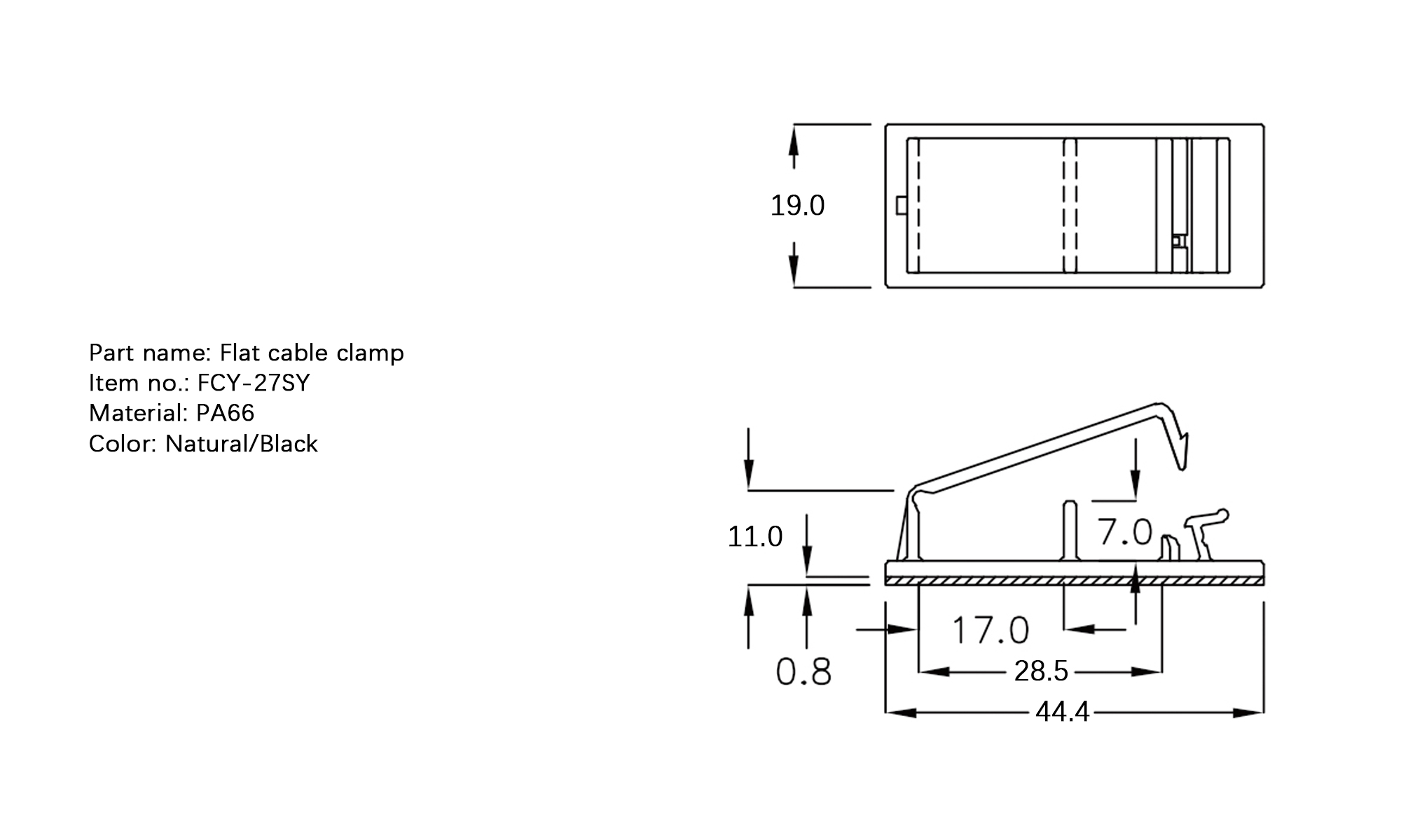 Plastic Flat Cable Clamp FCY-27SY